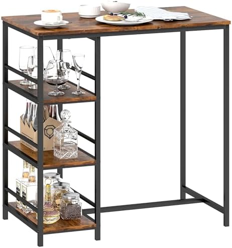 HOMCOM Table de Bar Mange-Debout Table Haute de Cuisine avec 3 ét...