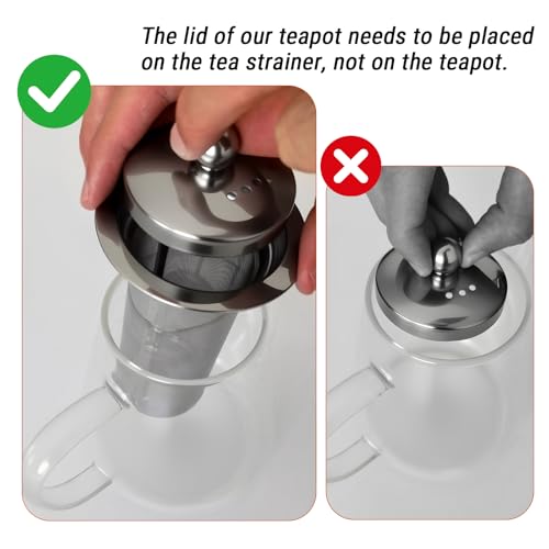 Image of PARACITY Glass Teapot Stovetop, Borosilicate Clear Tea Kettle with Removable 18 /8 Stainless Steel Infuser, Teapot Blooming and Loose Leaf Tea Maker Tea Brewer for Camping (transparent, 1200ml-scale)