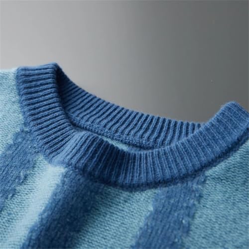 Men's Wool Sweater Round Neck Knitted Striped Thickened Top Long Sleeves Warm Sweaters4
