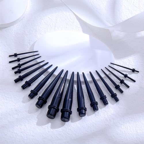 Huacan Dehnstäbe 1-10mm Silikon Tunnel Set 3mm 4mm 5mm 6mm 8mm 10mm 12mm 14mm 16mm 18mm 20mm Tunnels Acryl Dehnset 40 Stück Ohr Plug Expander für Frauen Damen Herren