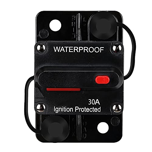 30 AMP Audio Circuit Breaker,12V-48V DC Fuse Holder,30-300A Breaker Switch,Inline Circuit Breaker with Reset Button,for Automotive Marine Boat Audio System Current Overload Protection