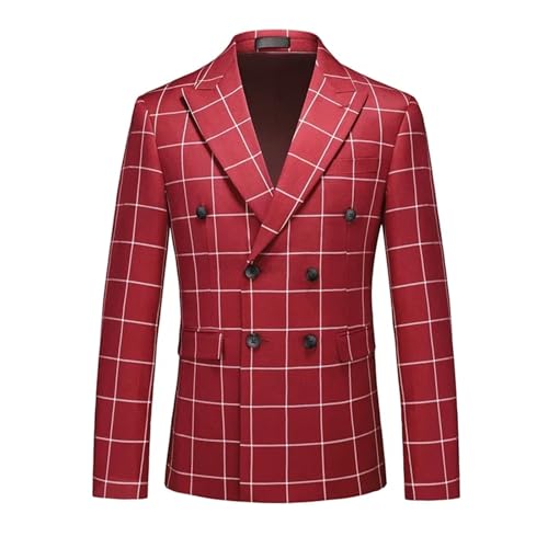 Men's White Vertical Stripe Blazers Double Breasted Slim Fit Dress Jacket Wedding Party Coat2