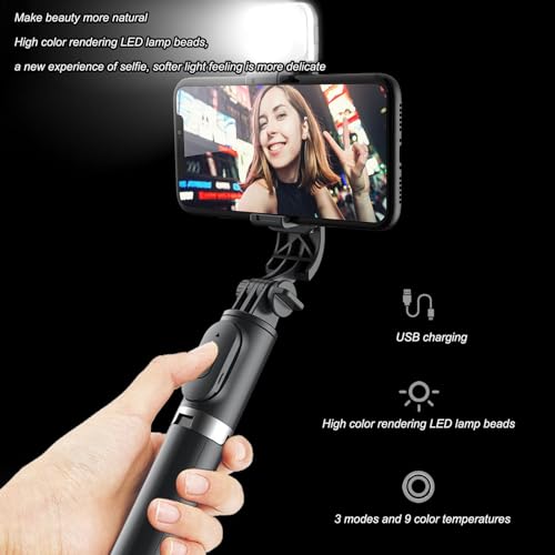 Trípode para selfies plegable y ajustable con soporte para teléfono 7