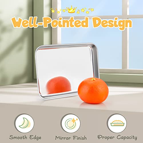 Haware 6-Piece Toddler Plates, Stainless Steel Kids Plates, Metal Dinner Dish For Children, 7.3" X 5.3" X 0.8" Feeding Baking Camping Tray, Reusable Dinnerware, Non-Toxic, Oven Safe & Dishwasher Safe #TOP2