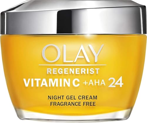 Olay Crema facial en gel de noche Vitamin C + AHA24 con vitamina C, AHA y niacinamida para un tono de piel brillante y uniforme, 50 ml