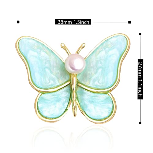 Image of GBAHFY Butterfly Pearl Brooch Gold Elegant Bridal Vintage Style Pins Wedding Banquet Anniversary Brooch for Women (Blue)