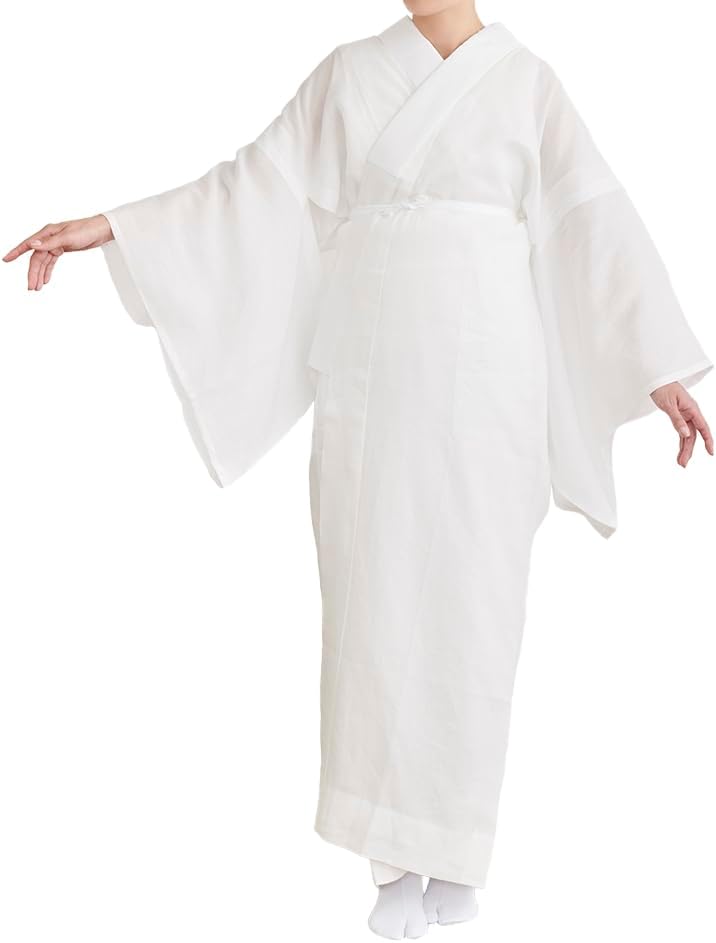 美品 夏物 裄65.5cm 麻 白地 長襦袢 半衿付 Js620 imgrc0151777372.jpg