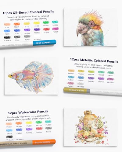 Four Candies 87 Pack Sketching Kit for Artist Gifts, Art Supplies, Drawing Set with Colored Pencils, Sketchbook, Coloring Book, Complete Drawing Tools in Zipper Case for Adult, Teens & Beginner