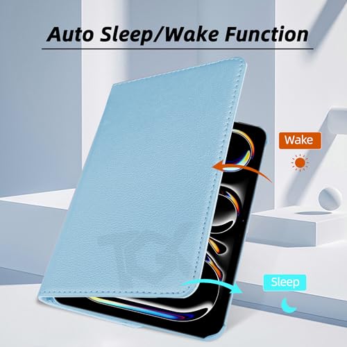 Image of TGK Rotating Case for iPad Pro 11 Inch M5 2025 /M4 2024 Model A3357 /A3358 /A3359 /A2836 /A2837 /A3006, Cover for 6th /5th Gen iPad Pro 11 inch Sky Blue