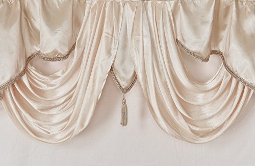 Gohd Valarie Fancy Window Valance. 54 X 18. Taffeta Fabric With Soft Satin Swag. Add Some Royal Luxruy Accent To Your Home. (Coffee) #TOP1