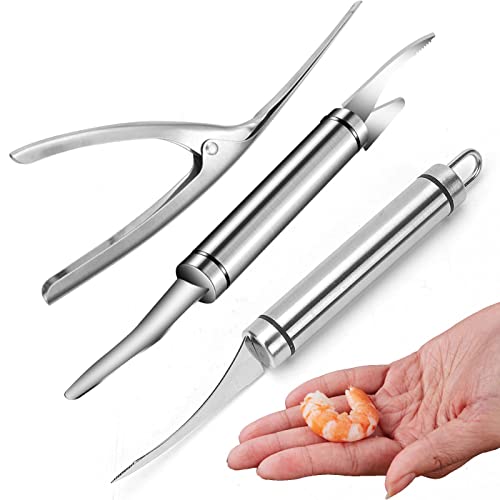 SVOCK 3 en 1 Pelador de Gambas y Langostinos, Pelador de Gamba de Acero Inoxidable, Multifunctional Shrimp Line Fish Maw Knife, para Camarones y Pescado