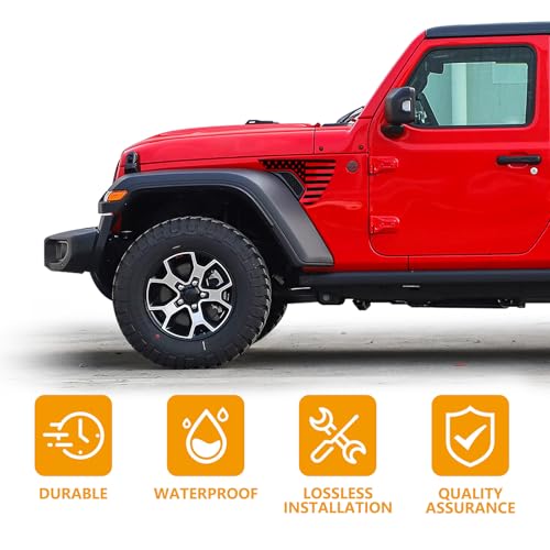 Image of 2Pcs /Pair Side Fender Vent American Flag Decals Compatible with Jeep Wrangler 2018-2024 USA Flag Vinyl Sticker for Truck Gladiator JT 2020 2021 2022 2023 2024 Decals Accessories (Black)