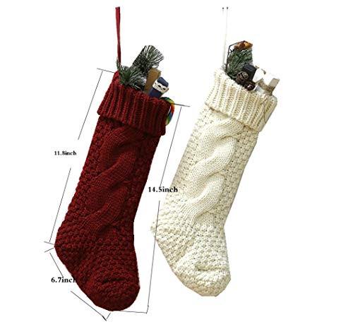 2018 Knit Stockings 2 Pcs Decoration Christmas Stocking Christmas Stockings Set of 2 Rustic Christmas Decorations and Knit Stockings for Family