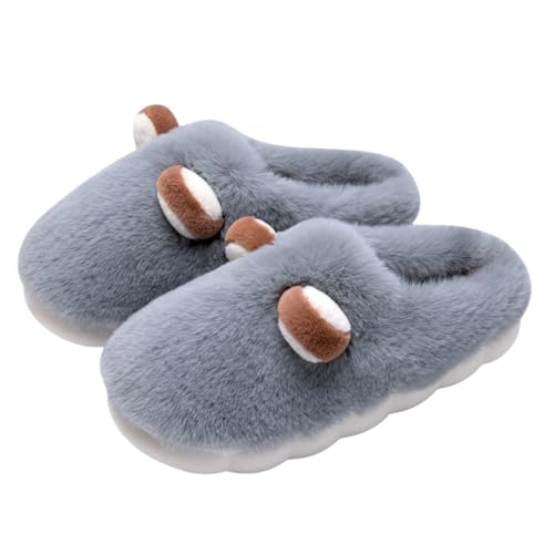 Cute Fuzzy Slippers for Women, Womens Fluffy Plush Warm Memory Foam House Slippers