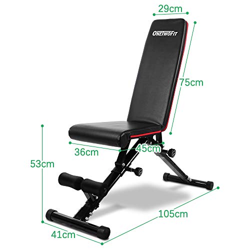 ONETWOFIT Adjustable Weight Bench,Utility Adjustable Bench for Full Body Workout,Multi-Purpose Foldable Incline Decline Benches OT112