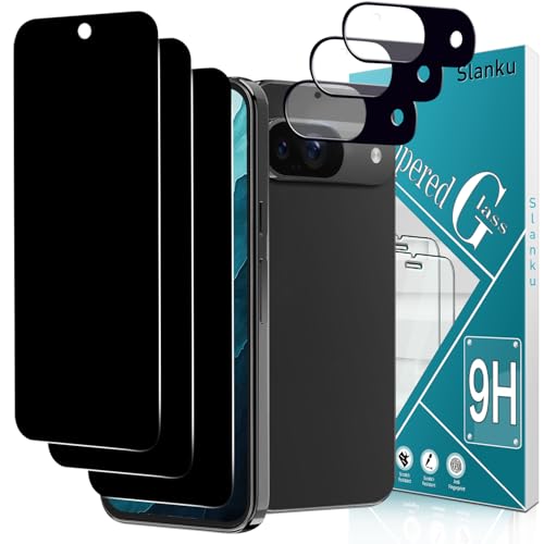 Slanku [3+3 Pack for Google Pixel 9 Privacy Screen Protector with Camera Lens Protection Anti Spy Private Tempered Glass NO Bubbles