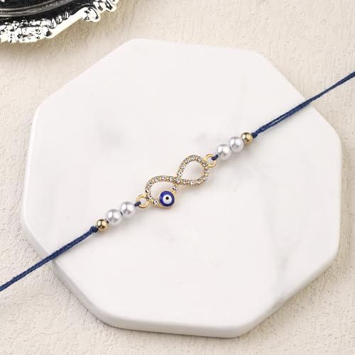 Image of Salty Rakhi for Brother & Bhaiya Bhabhi | Wrist Band Gift Pack for Sister, Bro, Bhaiya and Bhabhi | Bracelet for Men, Women | Fancy Jewellery Combo Gifts | Gift for Rakshabandhan | Traditional Rakhi Gift