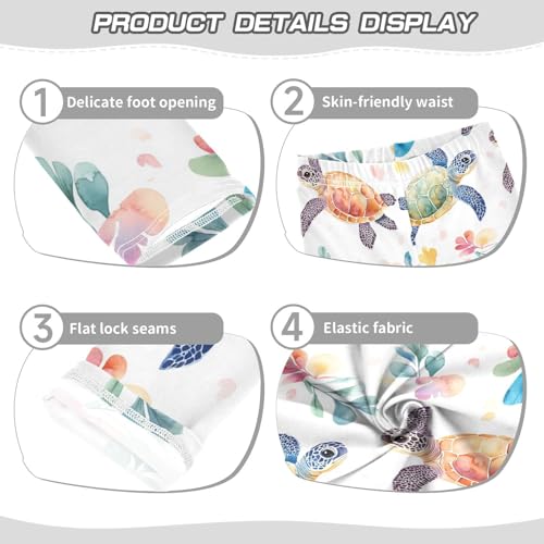 Watercolor Retro Turtles Leaves Girls Leggings Kids Yoga Pants Dance Active Tights 4T3