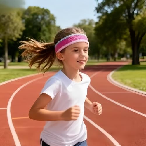 2 Stück Kinder Sport Baumwolle Stirnbänder, Jungen & Mädchen Schweißbänder, Schweiß absorbierende Kinder Schweißbänder,Bands für Fußball,Basketball,Laufen, Radfahren (4-14 Jahre alt)