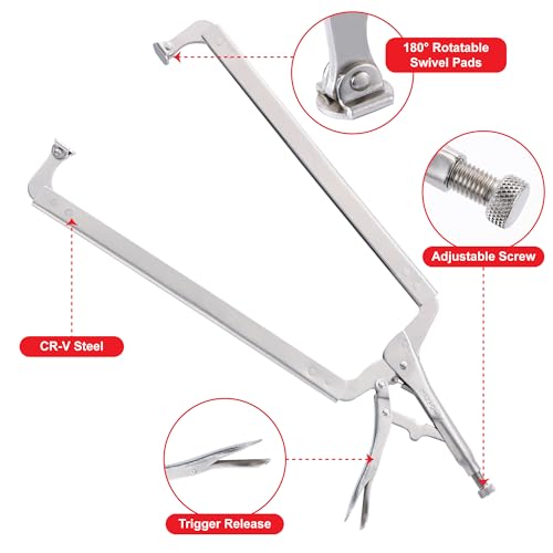 Image of MAXPOWER 24-inch C Clamp Locking Pliers, Large Locking C Clamp with Grip Swivel Pads, MAX Jaw Capacity Up to 10 inch