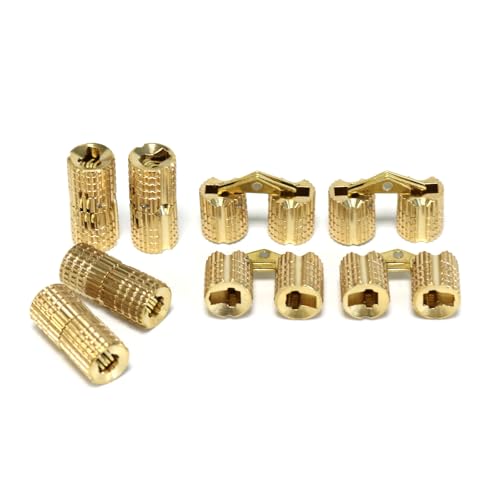 8Pcs Brass Barrel Hinges Hidden Invisible Cabinet Furniture Hinges 8mm 180 Degree Opening Angle Concealed Furniture Hinges for DIY Jewelry Box Hand Craft