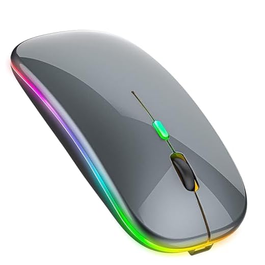 Mouse Bluetooth LED para iPad Pro, iPad Air, recarregável, Bluetooth, sem fio, para MacBook Pro, MacBook Air, Mac, laptop, Chromebook, Windons, notebook, MacBook HP, PC, Dell (cinza LED)