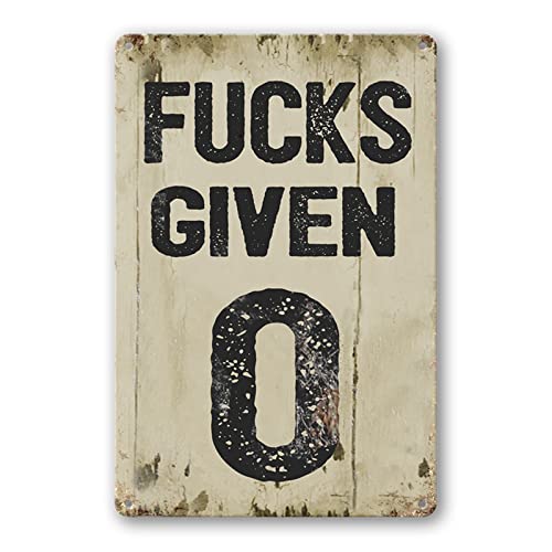 Funny Metal Tin Room Signs Mens Bedroom Sign Garage Signs Man Cave Decor And Accessories For Men 0 Fucks Given Signs 8 X 12 Inches