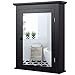 COSTWAY Armoire de Toilettes Mural avec Miroir et 2 Etagères à l'Intérieur Fait en Bois MDF Meuble à Miroir de Salle de Bain Tablette Ajustable en 5 Positions 56X14X69,5cm (Noir)