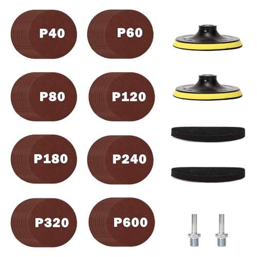 Haliya Juego de discos abrasivos de 125 mm, 2 discos de lijado M14 con 80 papeles de lija y 2 vástagos, plato de lijado con , disco de pulido de 125 mm, con para amoladora angular