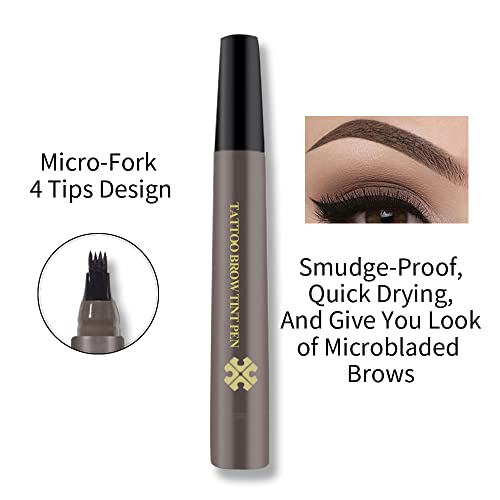Waterproof Eyebrow Pen - Microblading Tattoo Brow Pencil, 24 Hours Long Lasting, Creates Natural Looking (3# Black Brown) #TOP3