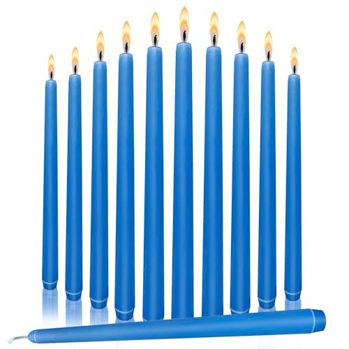 10 inch Taper Candles Set of 12, Dripless&Smokeless Taper Candles, Non-Toxic Candlesticks Perfect as Dinner Candles and Household Candles, Sky Blue Candle