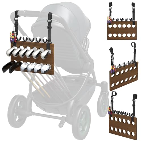 JOXPRING Soporte Universal para Carrito de Golf para Cochecito de bebé, Incluye Soporte para Pelotas de Golf y Soporte de té, Correas y Ganchos, fácil de configurar