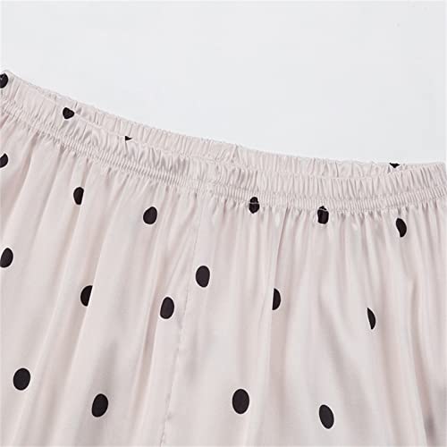Satin 𝐏a𝐣ama Set for Girls Short Sleeve 𝐒ilk 𝐏ajamas with Pants Polka Dots Sl𝐞epwear Button Down Shirts Loung𝐞wear4