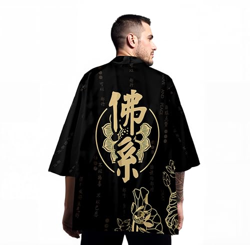 Image of Women's and Men Cardigan Jackets Lightweight Japanese Kimono Long Sleeves Open Front Coat