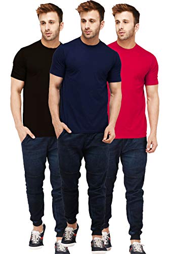 Image of Solid Men Half Sleeve Round Neck T-Shirt (Pack of 3)