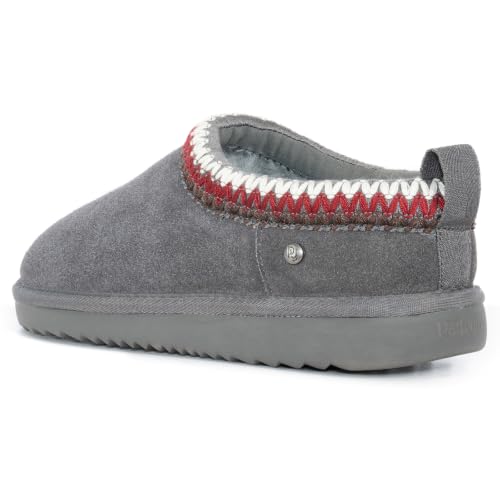 Image of Women's Genuine Shearling Slippers Suede Warm Indoor Outdoor Shoes Rubber Sole