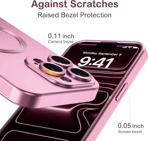 Image of DIZORO Magnetic Case for iPhone 12 Pro Max Cover [Compatible with MagSafe][Built-in Camera Lens Protector] Slim Soft Silicone Bumper Shockproof Metallic Luster Back Cover Phone Cases (Pink)