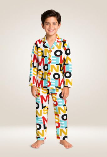 Image of 3BROS Kid's Pure Cotton Full Sleeves Night Suit /Dress for Boys /Girls Full Pajama & Top Sleep Suit Combo Set