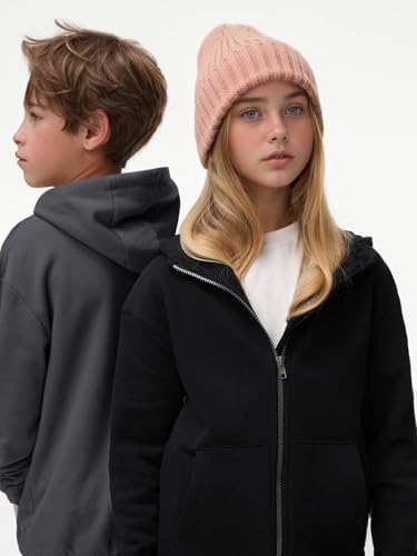 YKR Unisex Boys Girls Sherpa Fleece Lined Hoodie Zip Up Jacket Kids Winter Warm Outwear Sweatshirts2