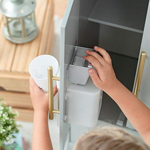 Teamson Kids Little Chef Charlotte Modern Modular Interactive Wooden Play Kitchen with Refrigerator, Stove and Sink in Gray with Gold Accents by Teamson Kids - Image 9