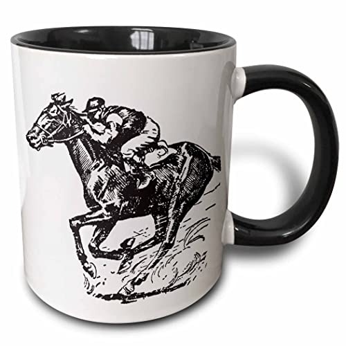 3dRose TNMGraphics Sports - Jocky and Horse Racing 11oz Two-Tone Black Mug