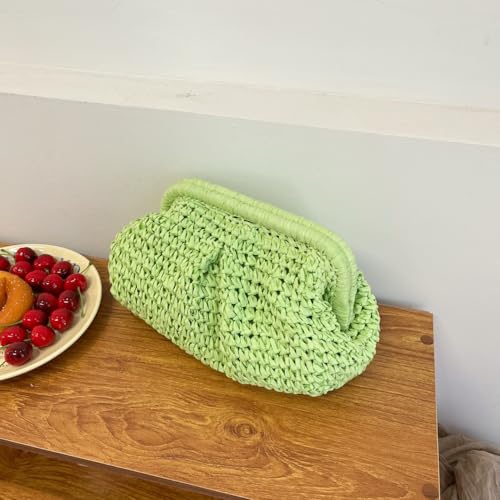 Image of Afashor Straw Clutch Purse for Women Summer Beach Woven Evening Bag Dumpling Casual Shoulder Handbag