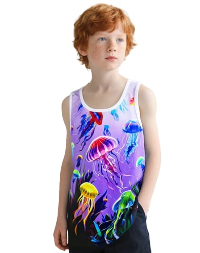 Girls Tank Tops Kids Crewneck Sleeveless Shirts Quick Dry Active Jellyfish Athletic Lightweight Cute Beach Top 2-8T2