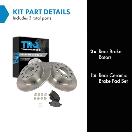 Image of TRQ Rear Brake Pad and Rotor Set Ceramic Compatible with 2013 Beetle 2011-2014 Golf 2012-2014 Jetta