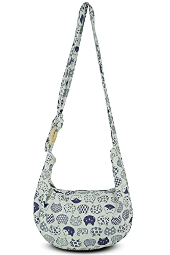 Image of Hobo Crossbody Bag for Women - Handmade Cotton Boho Purse with Wooden Ring | Lightweight Slouchy Shoulder Sling Tote Bag