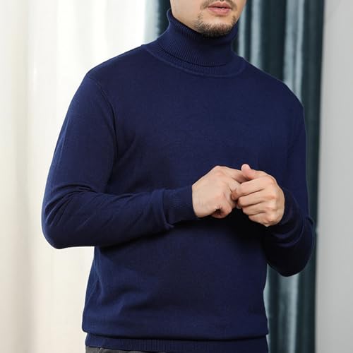 Mens Turtleneck Sweater Wool Fleece Knitted Base Jumper Casual Slim Fit Thermal Winter Homewear Fashion Clothes 20242