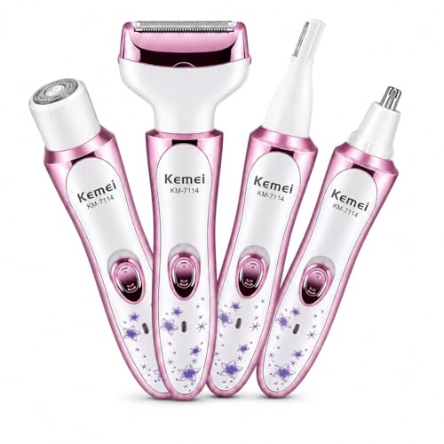 Rasoir électrique femme 4 en 1 KEMEI 7114 rechargeable visage et bikini