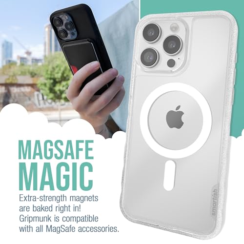 Image of Smartish iPhone 15 Pro Max Magnetic Case - Gripmunk Compatible with MagSafe [Lightweight + Protective] Slim /Thin Grip Cover for Apple iPhone 15 Pro Max - Clearly Clear