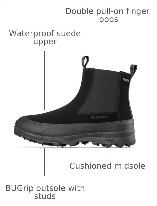 Image of Icebug Boda BUGrip Men's Winter Walking Boots with Steel Studs - Slip-Resistant Traction - Zipper Closure