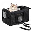 Cat Carrier Airline Approved Soft Sided Dog Carrier with Inner Safety Leash Pet Transport Carrier for Small Medium Cats Puppies up to 15 Lbs Collapsible Travel Kitten Carrier Bag BlackM